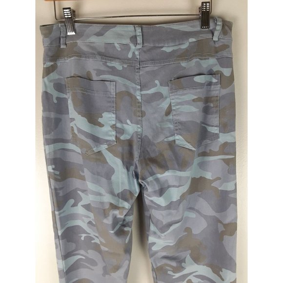 Gigi Moda Women's Blue Camo Mid Rise Straight Leg Jeans Pants Lightweight 30 - Picture 4 of 11